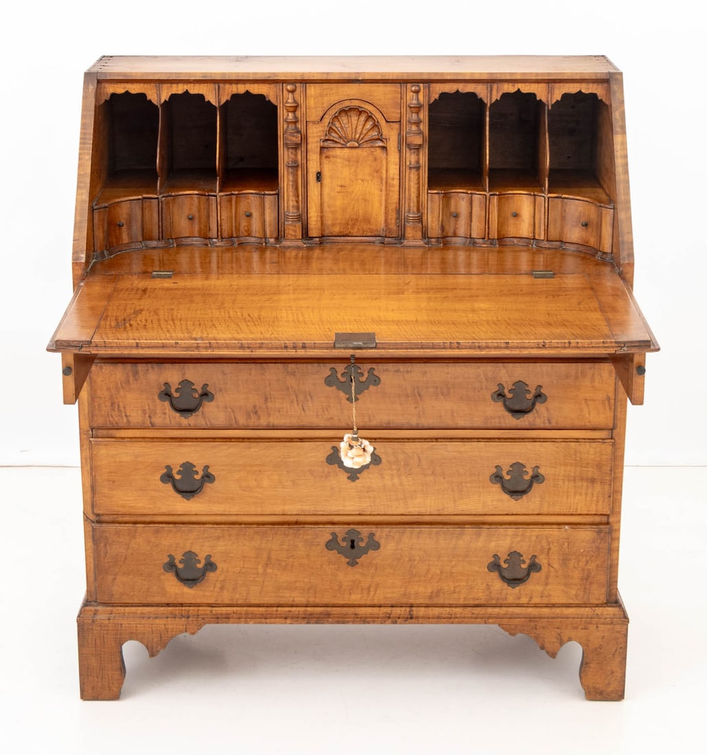 American Chippendale Tiger Maple Slant Front Desk - 4