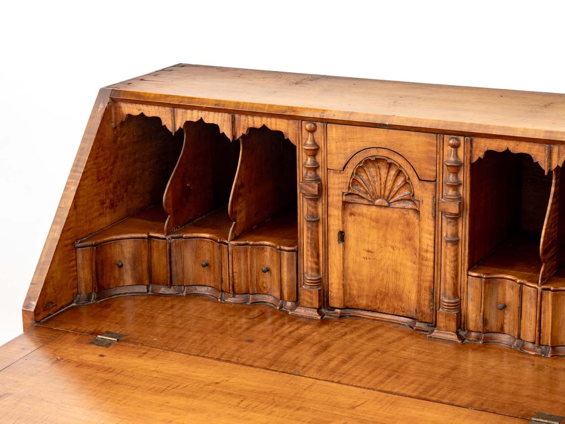 American Chippendale Tiger Maple Slant Front Desk - 5