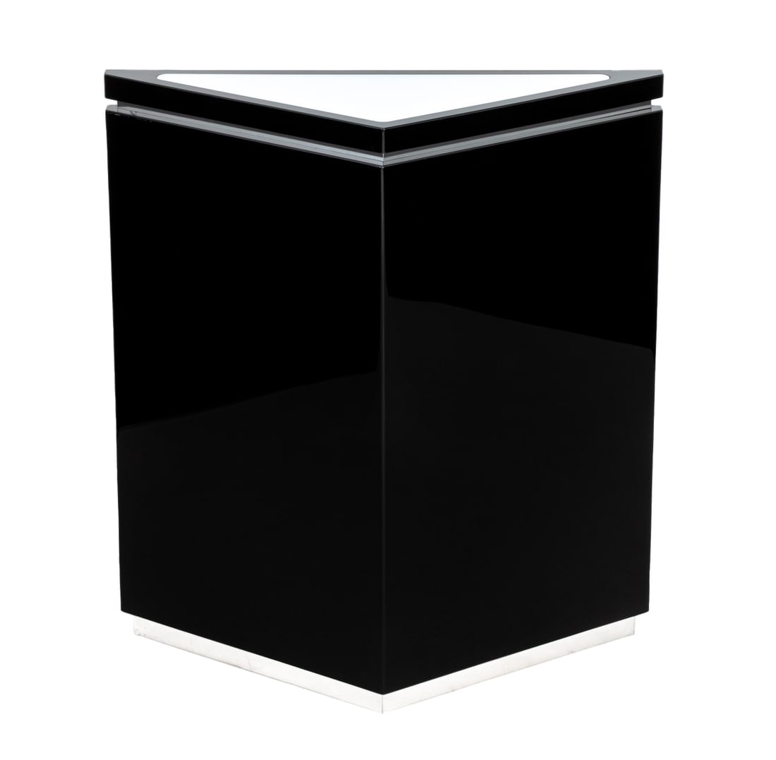 Postmodern Black Lacquered Illuminated Pedestal (1 of 5)