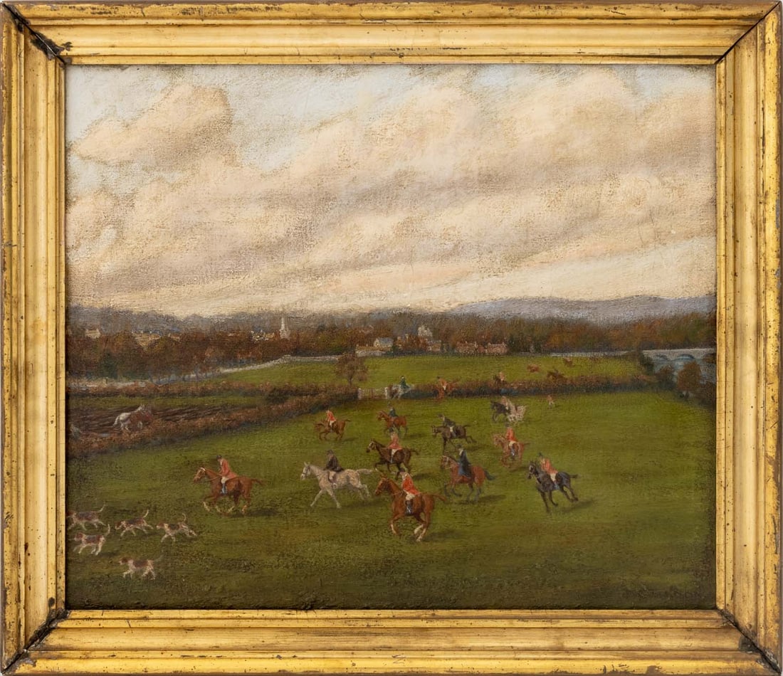 English Fox Hunt Scene Oil on Canvas, 19th C. (1 of 5)