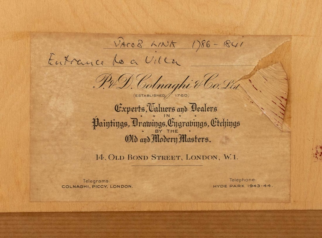 Jakob Link "Entrance to a Villa" Ink & Watercolor - 5