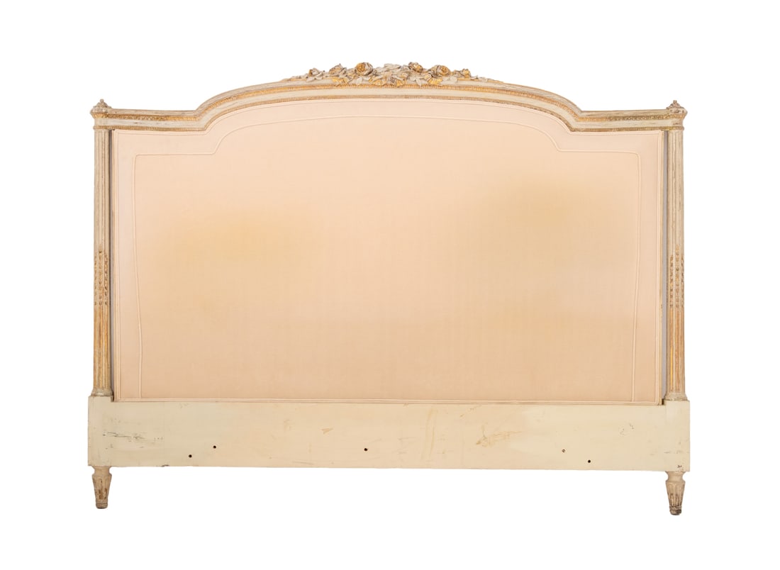 Louis XVI Style Gilt Painted Upholstered Headboard (1 of 6)
