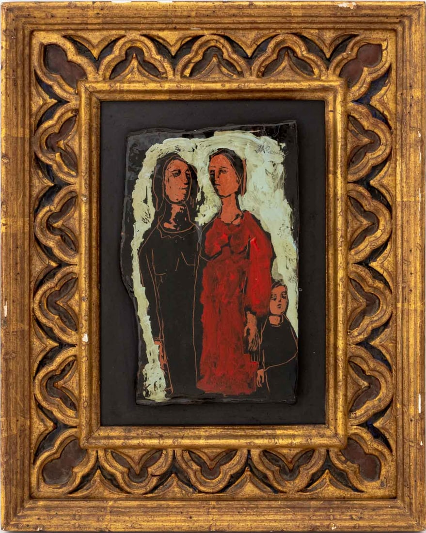 Frank Kleinholz Two Women & Child Oil on Panel (1 of 8)
