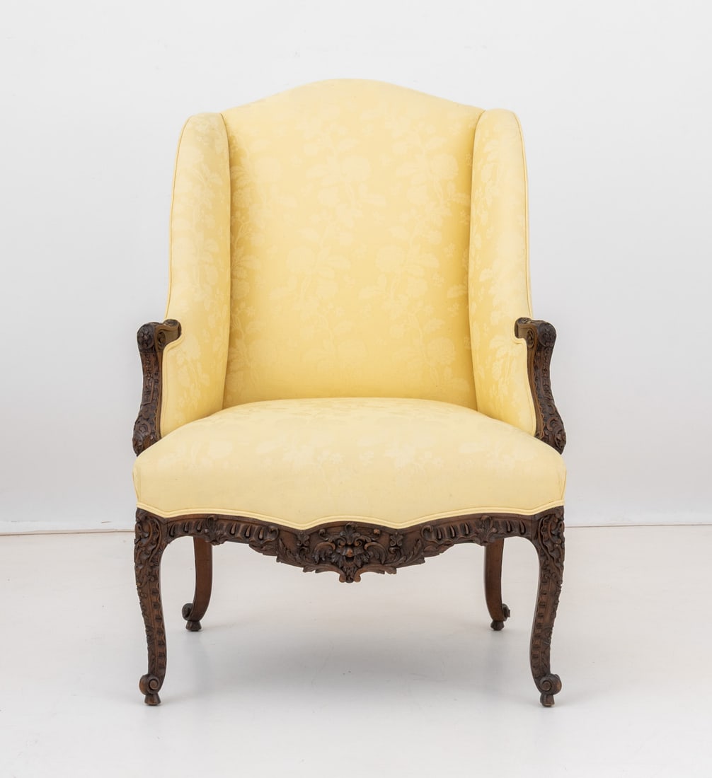 Louis XV Style Carved Walnut Bergere - 3