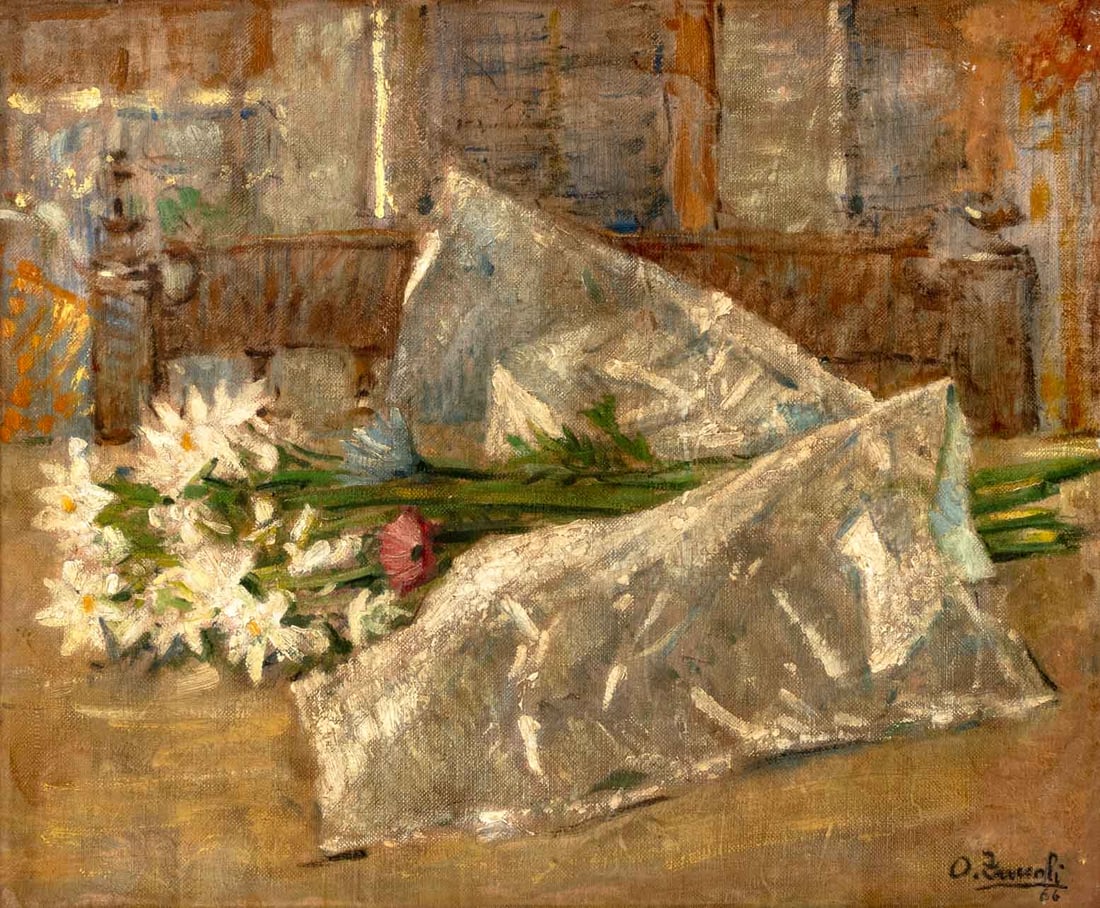 Oreste Zuccoli Still Life Oil on Canvas, 1966 - 2