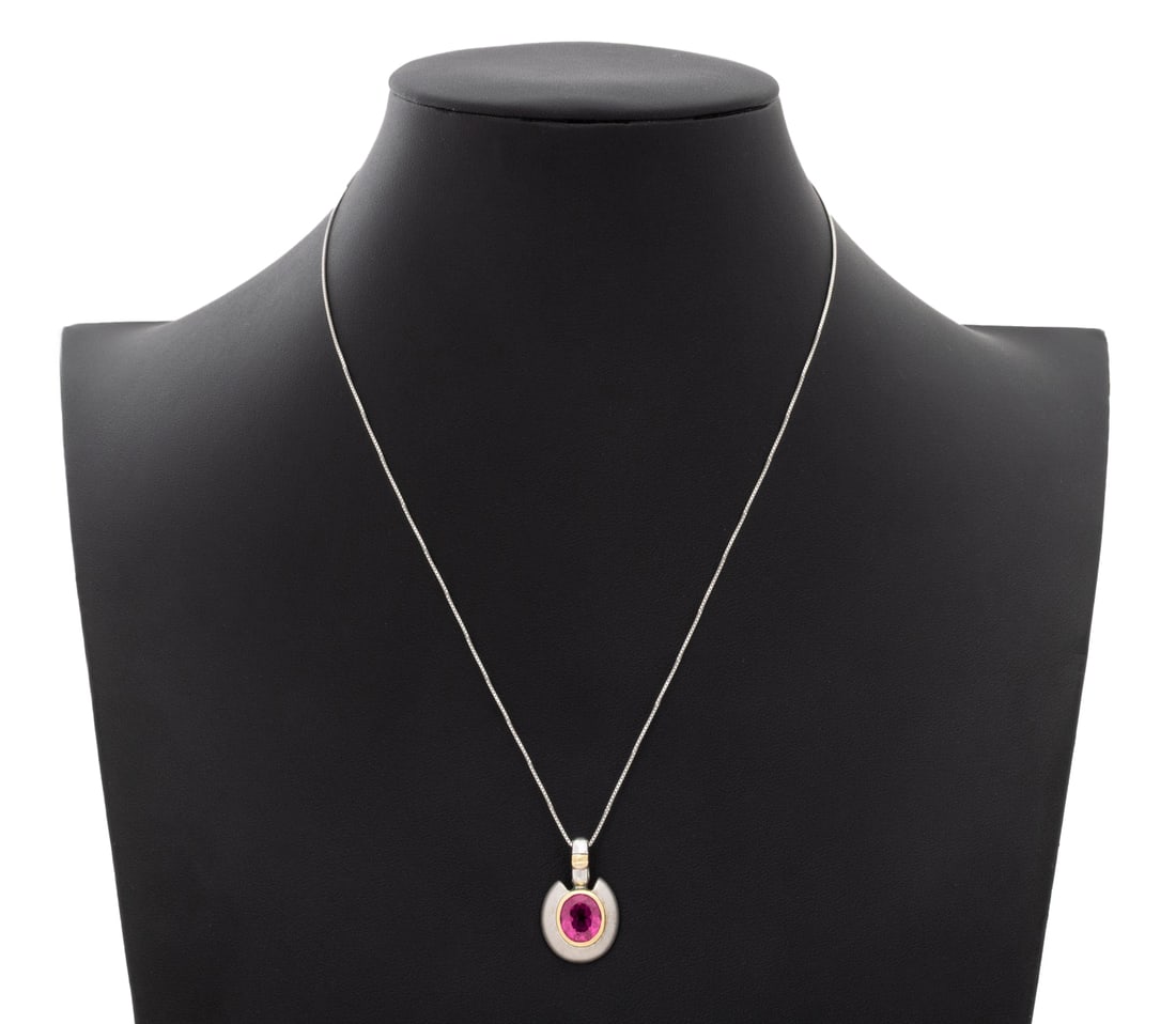 Sterling 18K Gold Pink Tourmaline Pendant Necklace (1 of 6)
