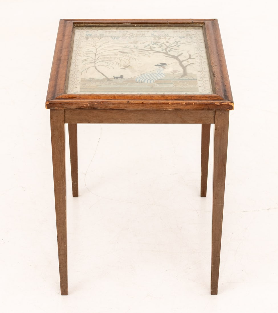 Victorian Walnut Sampler Top Side Table - 2