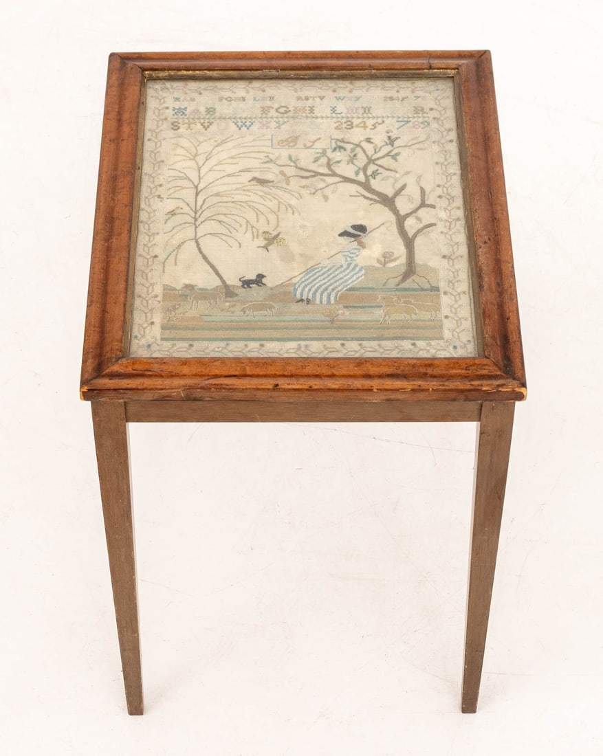 Victorian Walnut Sampler Top Side Table - 3