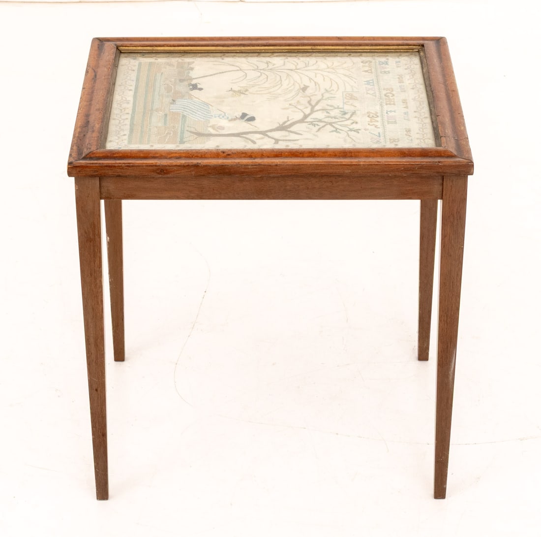 Victorian Walnut Sampler Top Side Table - 5