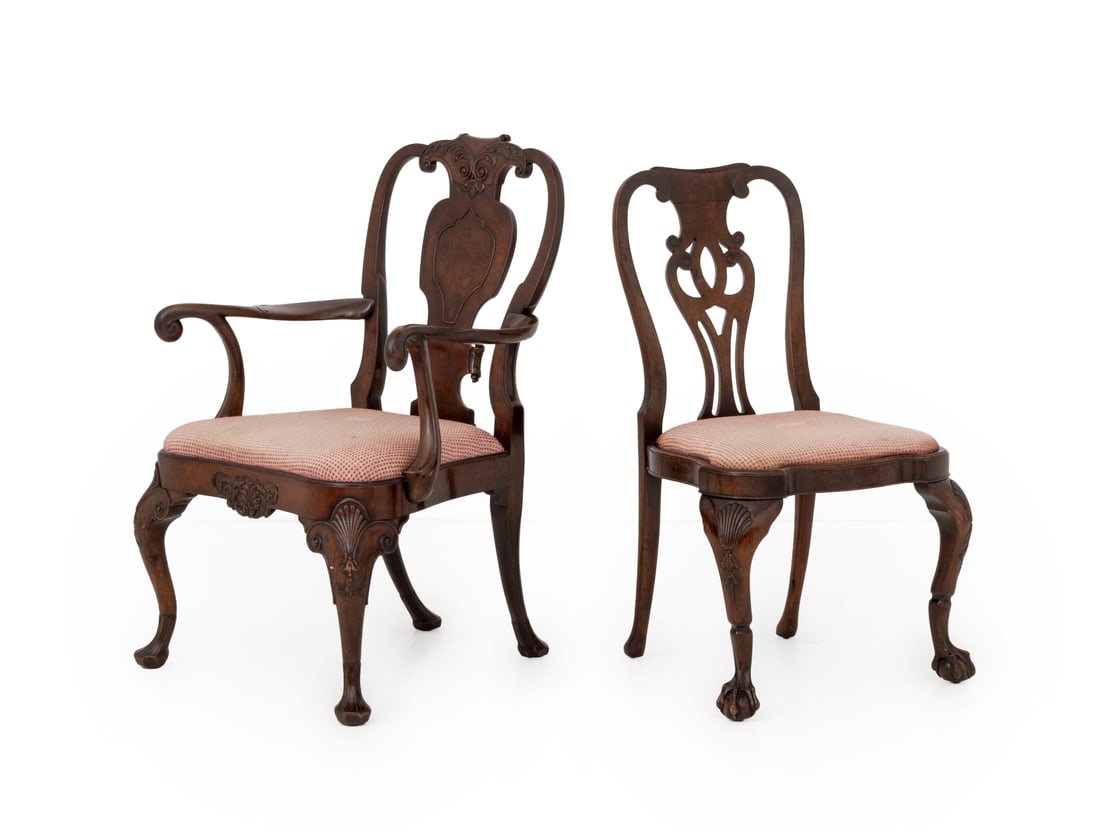 Queen Anne Style Mahogany Chairs, Associated Pair (1 of 11)