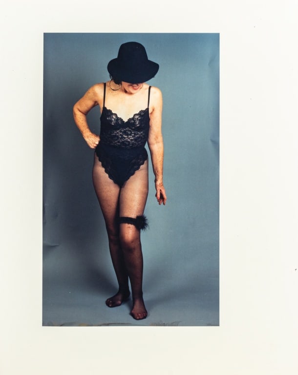 Anne Sager "Women Over 50" Chromogenic Print: Anne Sager (American, 1930-2024), "Women Over 50" Serios, Chromogenic Print in Colors, depicting a woman in lingerie, stamped "Anne Sager 19" verso, unframed. Image: 7.75" H x 4.75" W; sheet: 10" H x