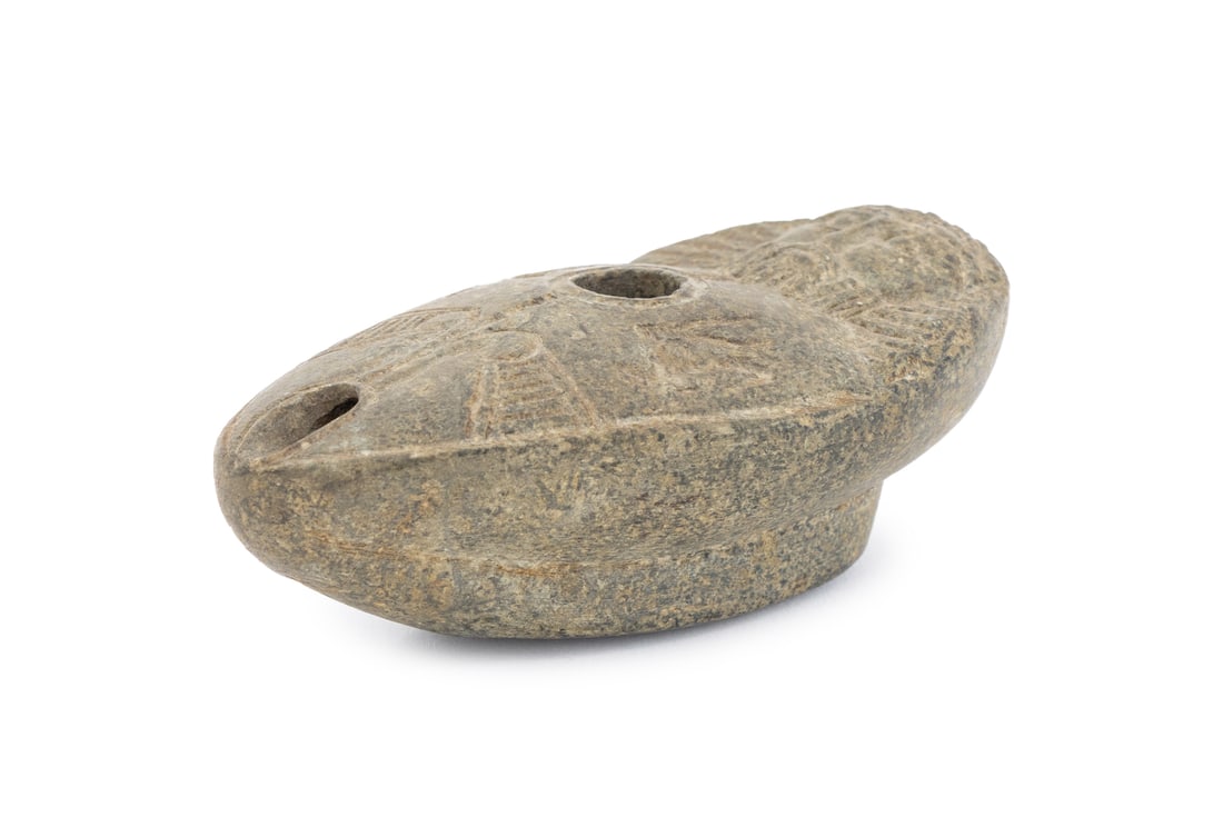 Middle Eastern Carved Stone Figural Oil Lamp (1 of 8)