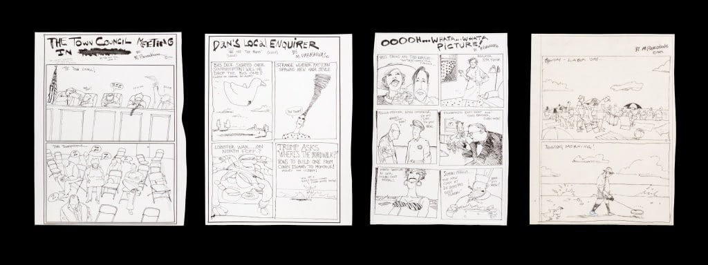Michael Paraskevas Comic Strips Graphite, 4: Michael Paraskevas (American, b. 1951), Four Comic Strips, Pencil and Graphite on Paper, comprising: "OOOOH ... Whata ..Whata Picture!", signed top right, "Labor Day", 1989, signed top right, "The Tow