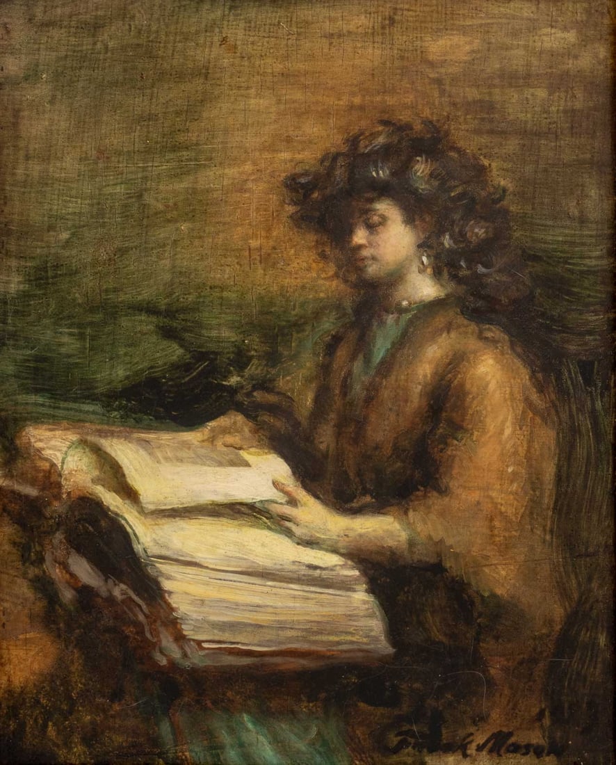 Frank Mason Figural Interior Oil on Panel, 1983 - 2