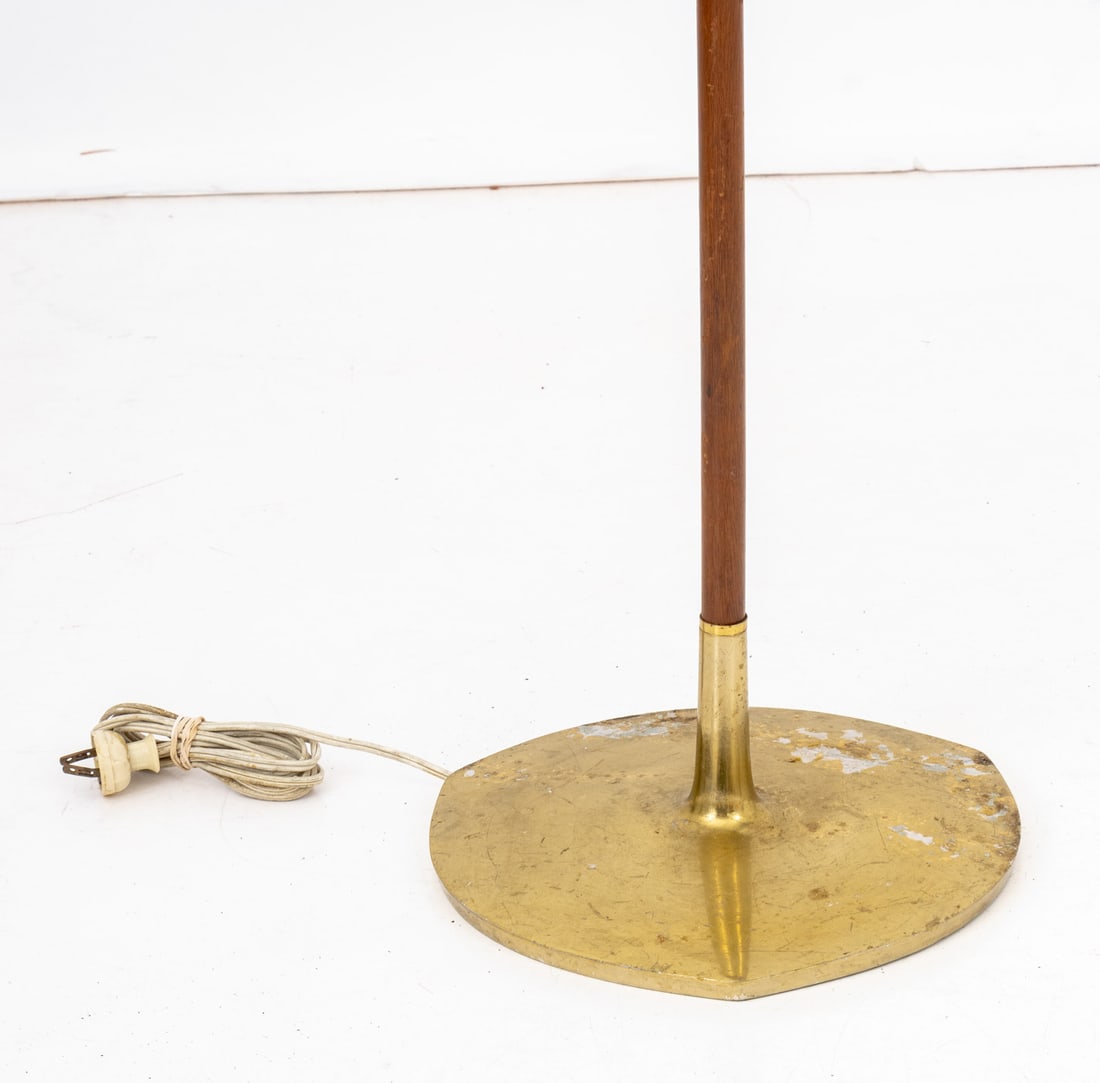 Modern Brass and Walnut Swing Arm Floor Lamp - 4