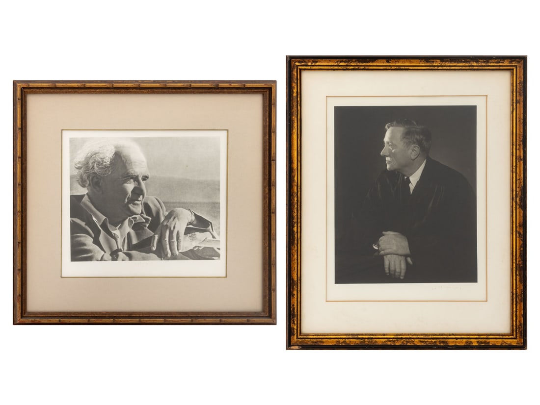Portraits of Government Figures Photographs, 2: Group of Two Portraits of Government Figures, comprising: American Justice William Douglas, black and white photograph on matte paper, stamped "Harris & Ewing / Washington D.C." lower right, gilt