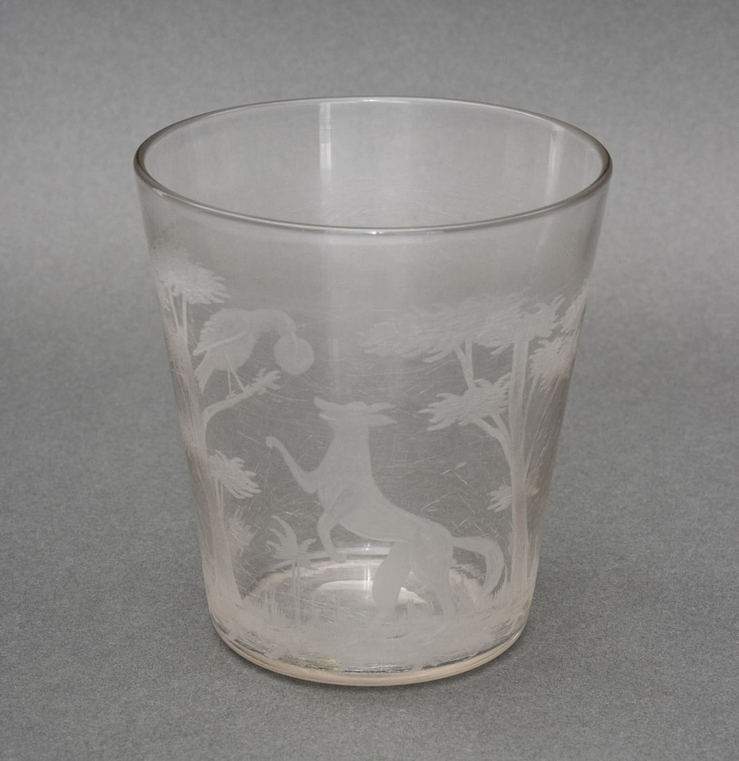 Bohemian Etched Clear Glass Bowl (1 of 5)