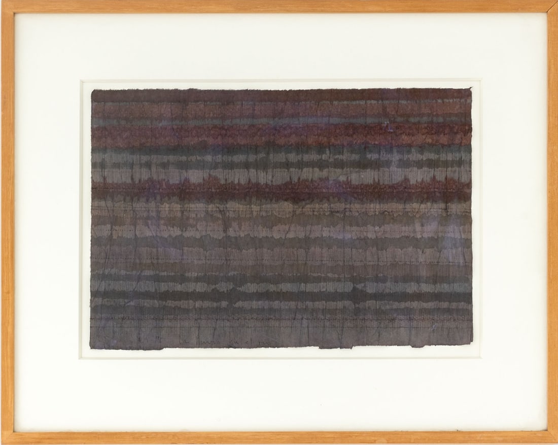 Carlos Rojas "La Noria en el Rio" Mixed Media: Carlos Rojas (Colombian, 1933-1997), "La Noria en el Rio" [The Waterwheel on the River], Mixed Media on Handmade Paper, 1970, signed and dated lower left, titled lower center, wood frame. Image: 11" H