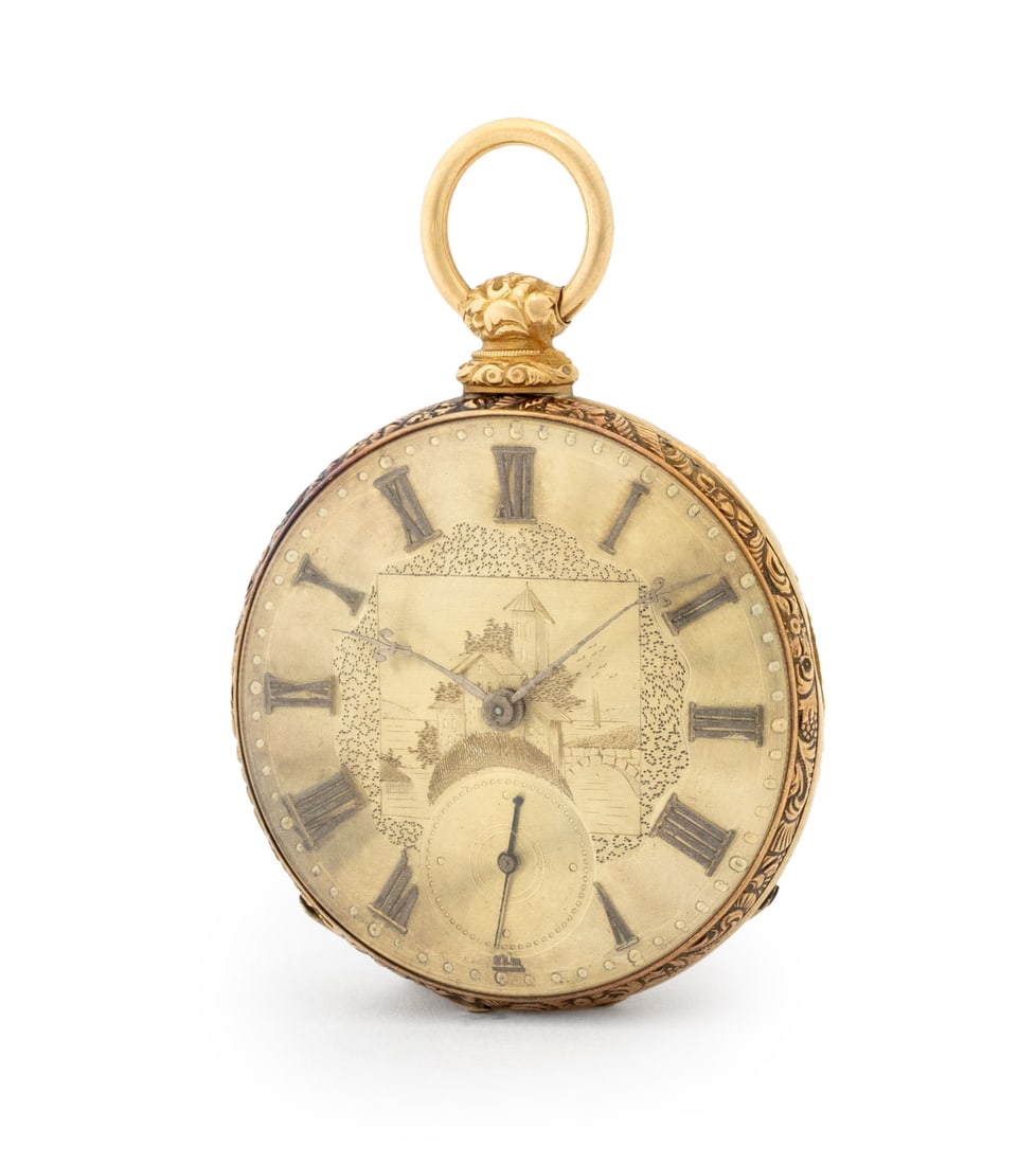 M.J. Tobias 18K Yellow Gold Open Face Pocket Watch (1 of 11)