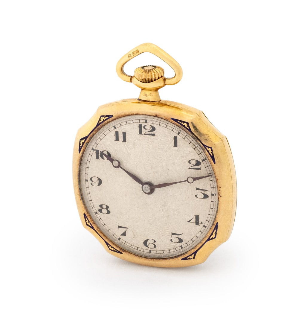 Art Deco 18K Yellow Gold Open Face Pocket Watch (1 of 7)