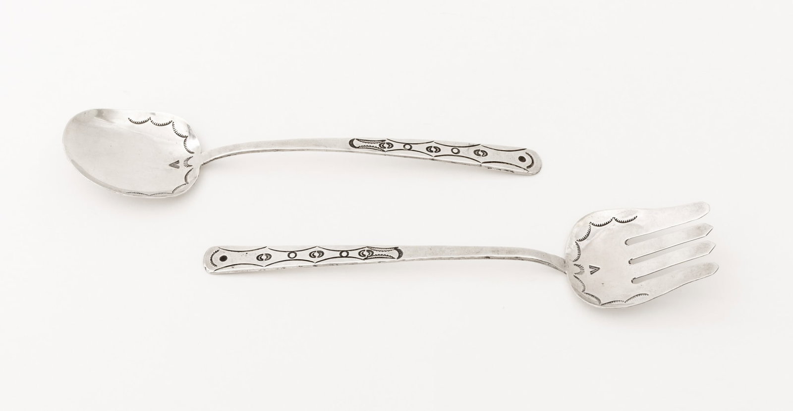 Navajo Dine Silver Serving Flatware Set, 2 Pcs. - 2