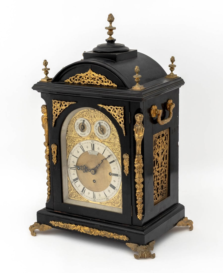 Victorian Ormolu Mounted Ebonized Bracket Clock - 8
