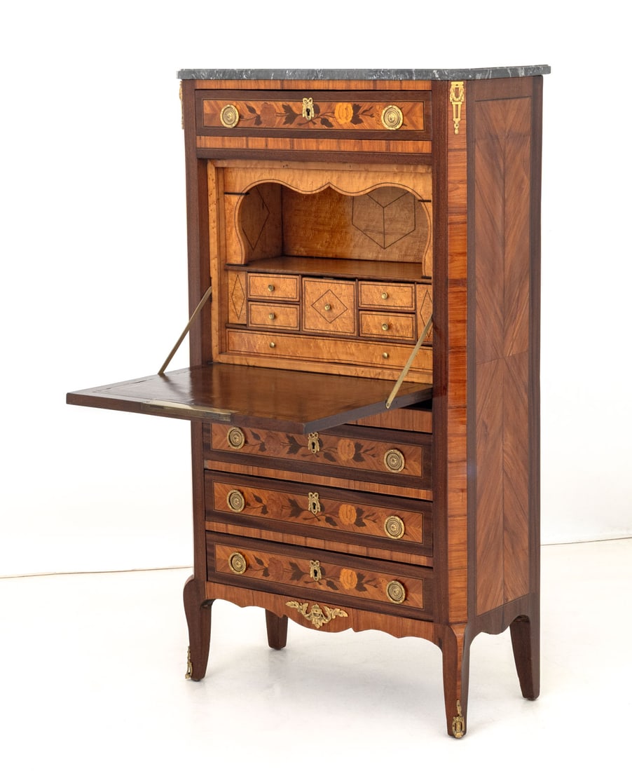 Louis XV Style Kingwood Marquetry Secretaire - 5
