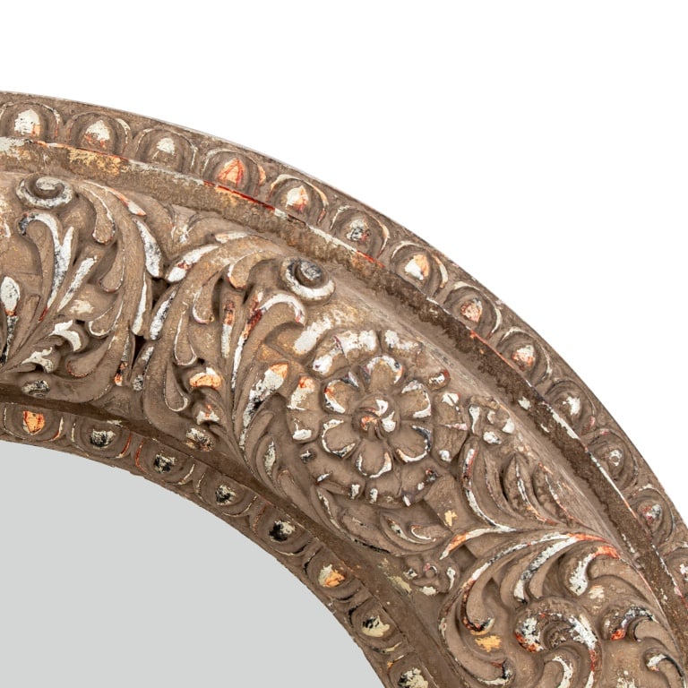 French Silvered Composition Circular Mirror - 2