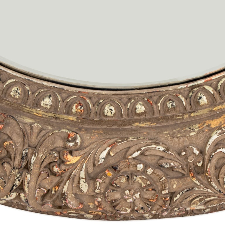 French Silvered Composition Circular Mirror - 3