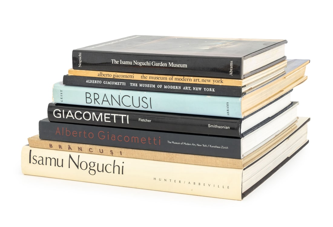 Books on Modern Artists, 8: Collection of Eight Books on Modern Artists, comprising: "Brancusi: The Sculpture and Drawings", Geist, Sidney, "C. Brancusi", "Isamo Naguchi", Hunter, Sam, "The Isamo Noguchi Garden Museum", Noguchi,