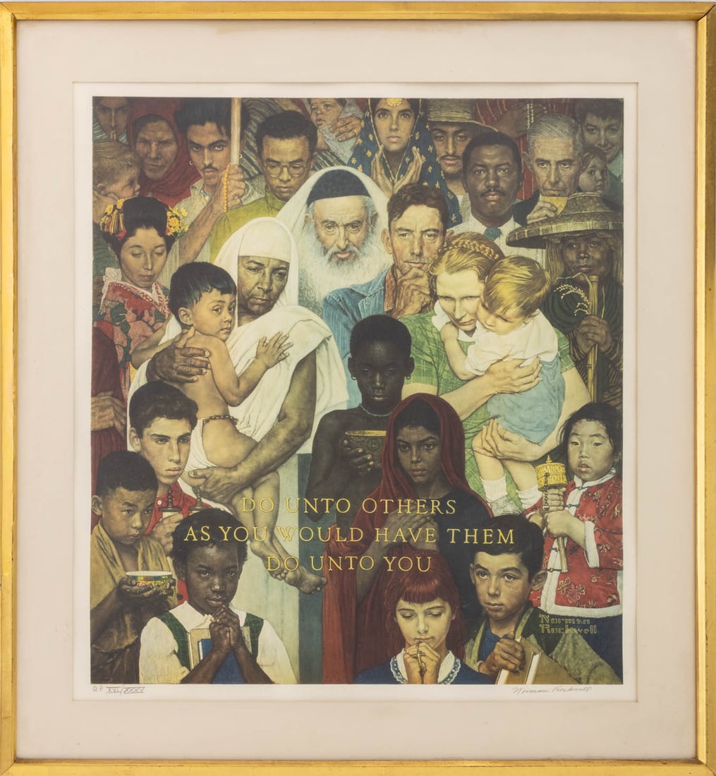 Norman Rockwell "Golden Rule" Offset Lithograph (1 of 6)