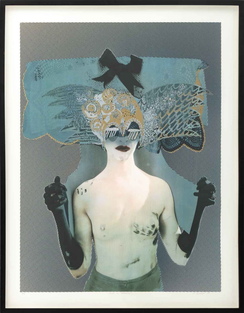 Tereza Buskova "Crown of Darkness" Screenprint: Tereza Buskova (Czech, b. 1978), "Crown of Darkness", Screenprint in Colors, 2007, signed in pencil lower right, titled lower center, and numbered edition "4/6" lower left, ebonized wood frame. Image: