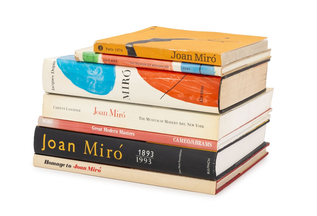 Books on Joan Miro, 7: Collection of Seven Books on Joan Miro, comprising: "Joan Miro", Lanchner, Carolyn, "Miro", ed. Faerna, Jose Maria, "Homage to Joan Miro", "Joan Miro 1893-1993", "Joan Miro Grand Palais 17 Mai-13 Octo
