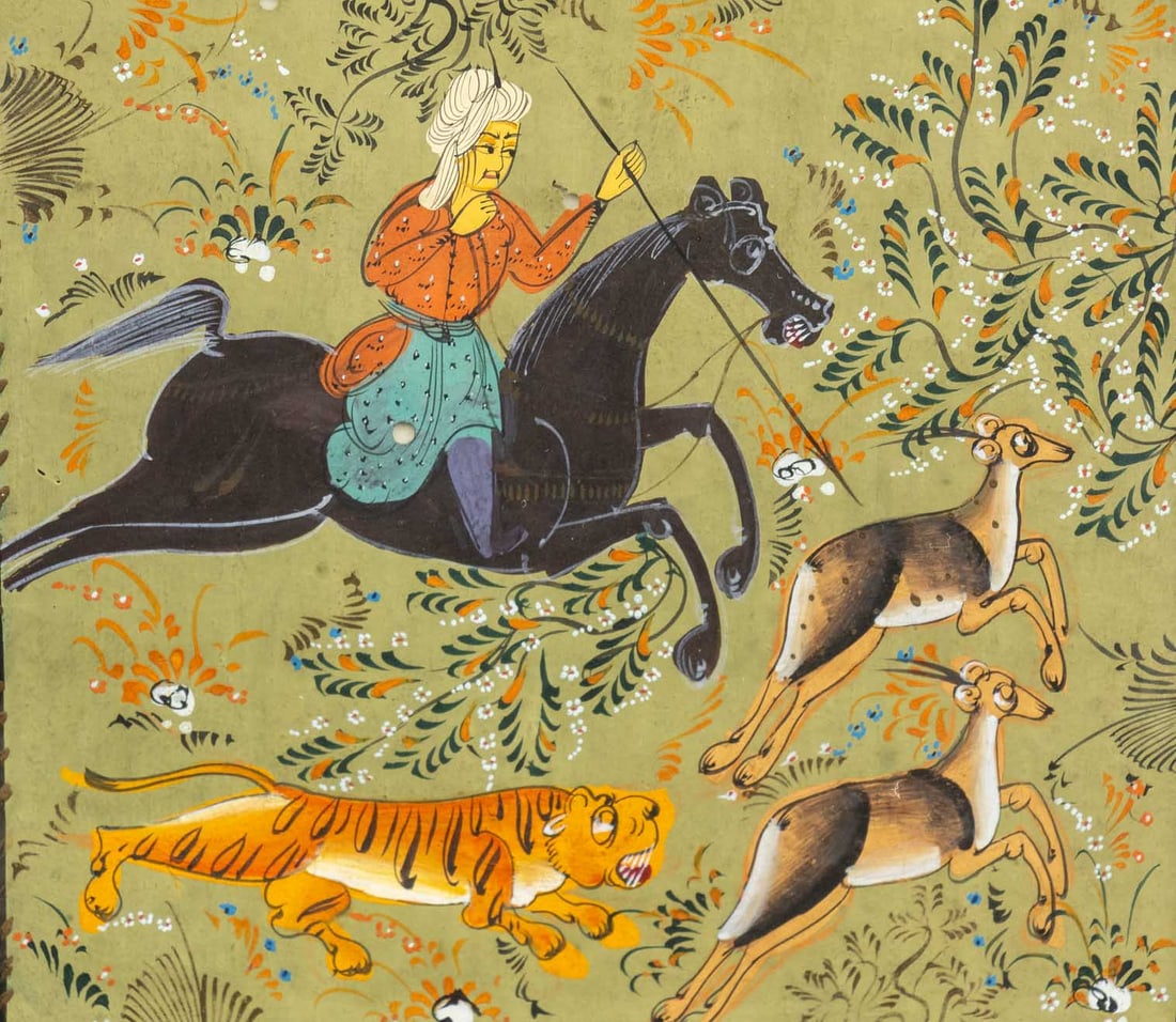 Persian Hunting Scene Illuminated Manuscript Page - 5