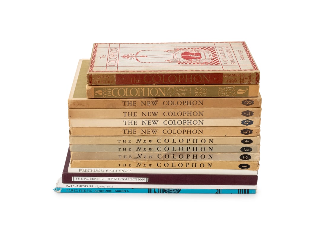 Journals Related to Books and Book History, 14: Collection of 14 Journals Related to Books and Book History, comprising: "The New Colophon", issues 1-8, "The Colophon New Series", Summer 1935 and Summer 1938, "The Robert Freedman Collection", "Pare