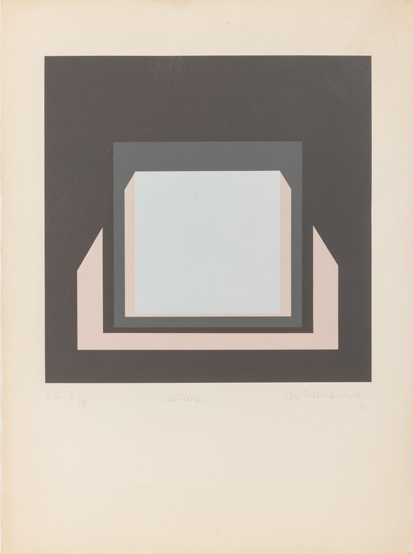 Ana Mercedes Hoyos "Ventana" Screenprint, 1978: Ana Mercedes Hoyos (Colombian, 1942-2014), "Ventana" [Window], Screenprint in Colors, 1978, signed in pencil and dated lower right, titled lower center, and marked artist proof edition number "P.A. 8/