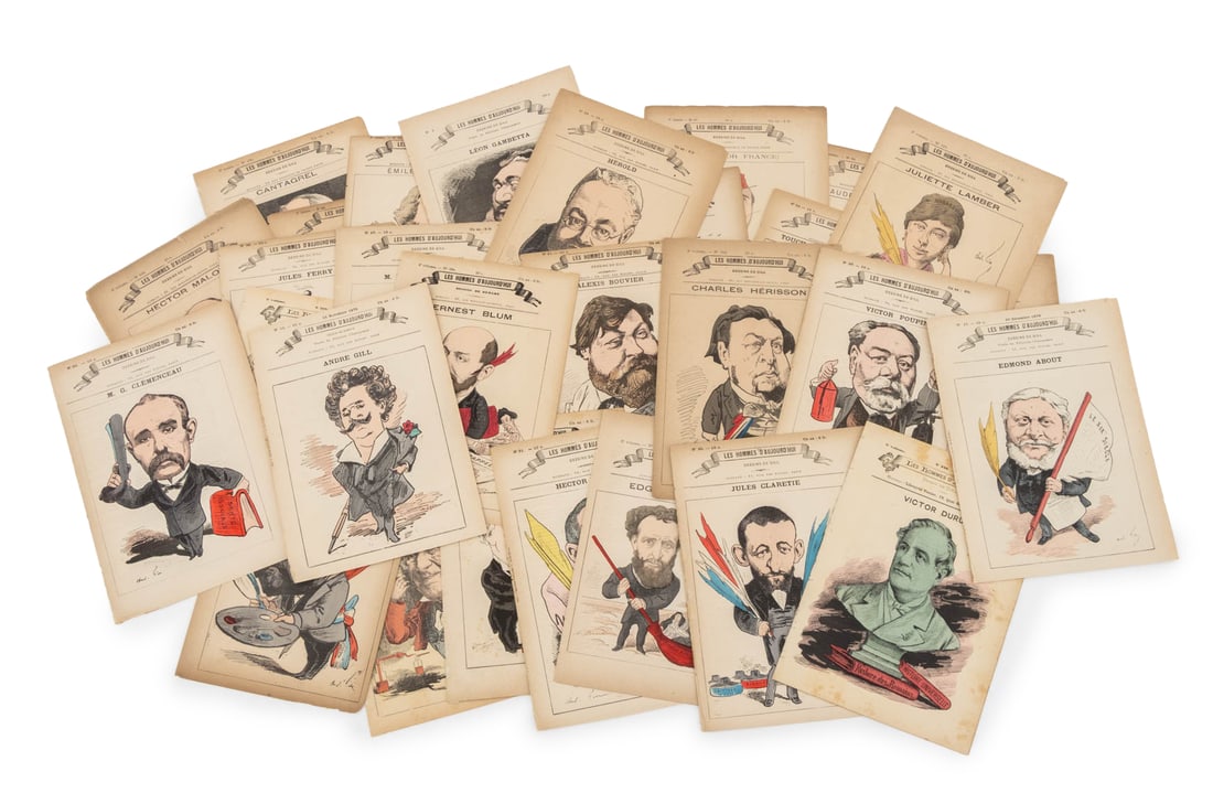 Collection of "Les Hommes d'aujourd'hui", Over 30: Collection of Approximately 35 Covers from "Les Hommes d'aujourd'hui" [The Men of Today], including: issues 5, 10, 15-16, 19-22, 29-31, and more. Largest: 11.25" L x 8" W. Provenance: From an Upper Ea