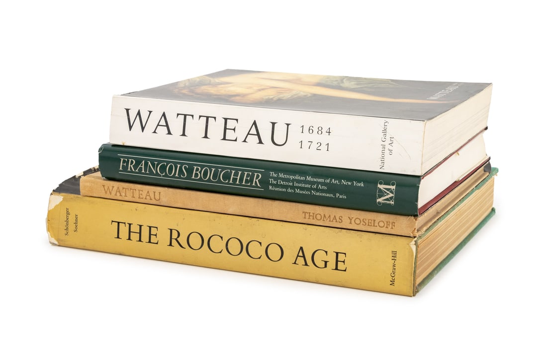 Books on French Rococo Art, 4: Collection of Four Books on French Rococo Art, comprising: "The Rococo Age: Art and Civilization of the 18th Century", Schonberger, Arno and Halldor Soehner, "Francois Boucher 1703-1770", "Watteau 168
