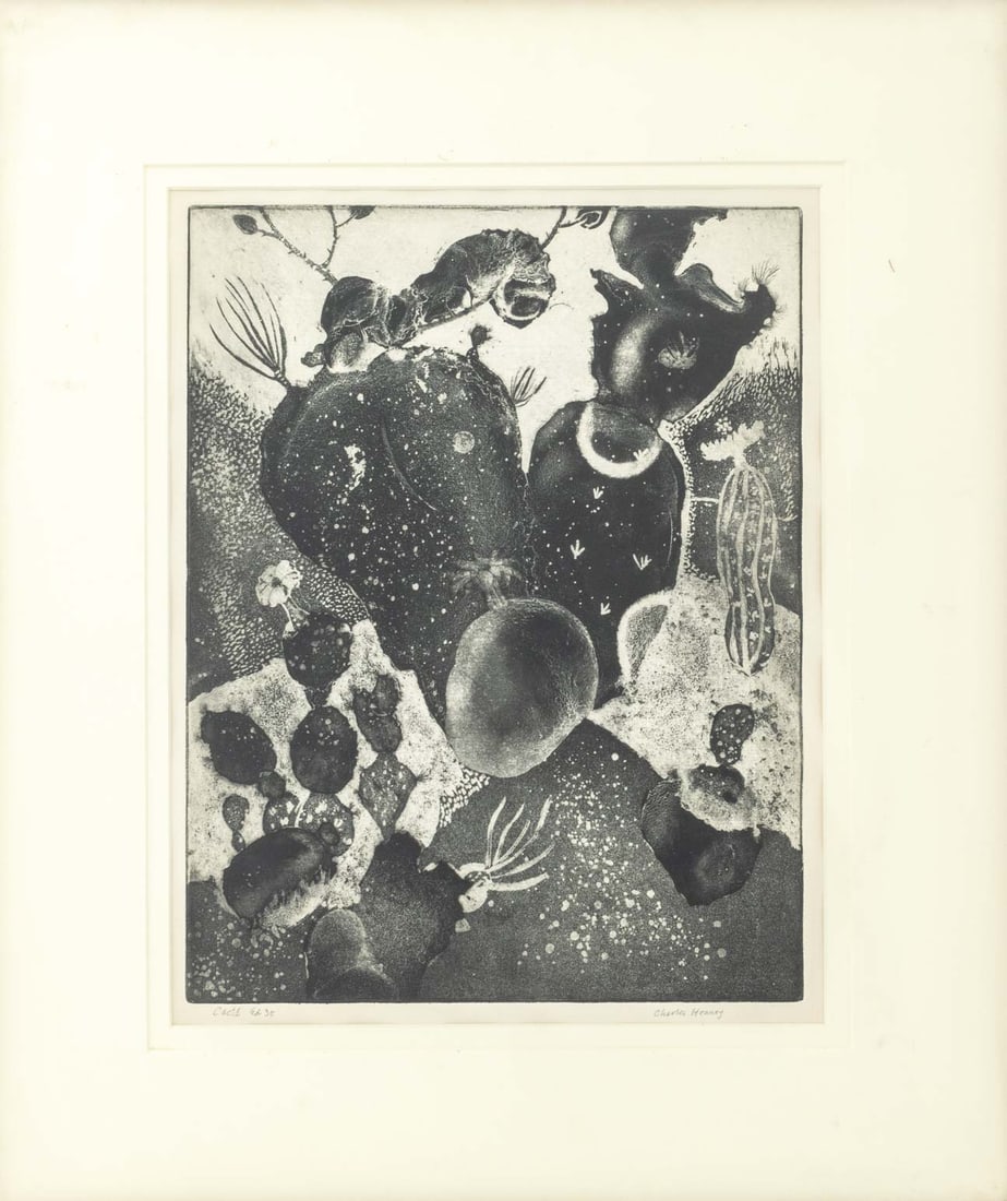 Charles Heaney "Cacti" Etching - 2