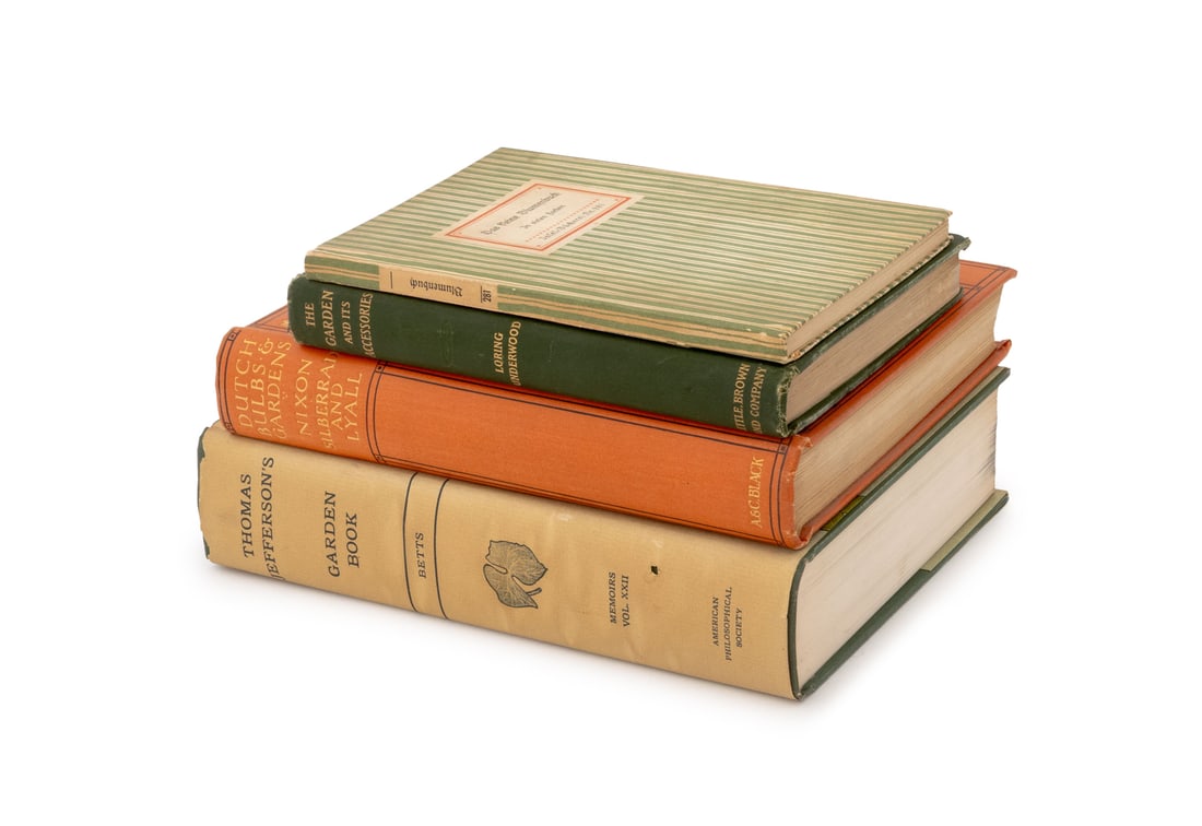 Books on Flowers and Gardens, 4: Collection of Four Books on Flowers and Gardens, comprising: "Das Kleine Blumenbuch", Koch, Rudolf, "Garden Book 1766-1824", Jefferson, Thomas, "Dutch Bulbs and Gardens", Nixon, Mima, "The Garden and