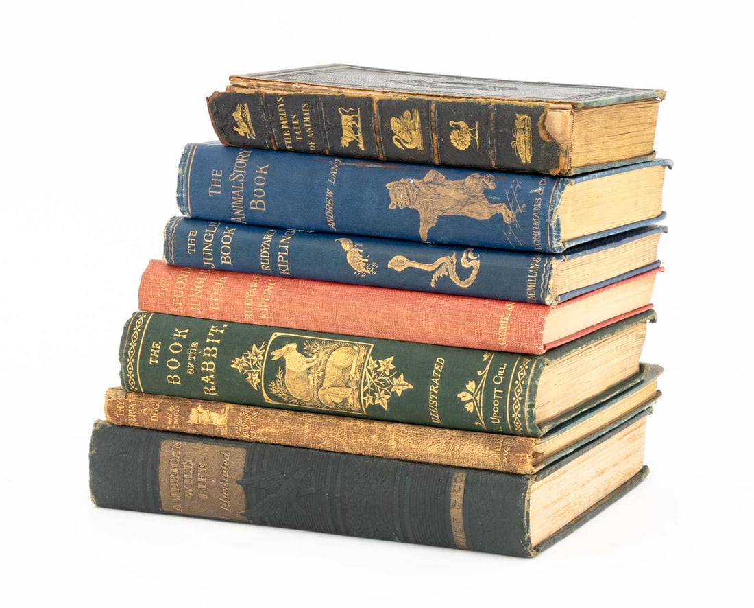 Collection of Literature Books with Animals, 7: Collection of Seven Literature Books with Animals, comprising: "The Jungle Book", Kipling, Rudyard, "The Animal Story Book", ed.: Lang, Andrew, "The Book of the Rabbit", ed.: Gill, Leonard U., "Thy