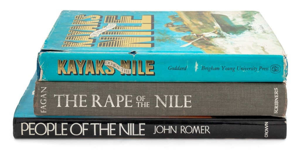 Books on The Nile River, 3: Collection of Three Books on The Nile River, comprising: ""Kayaks Down The Nile", Goddard, John, "The Rape of The Nile: Tomb Robbers, Tourists, and Archaeologists in Egypt", Fagan, Brian, and "People