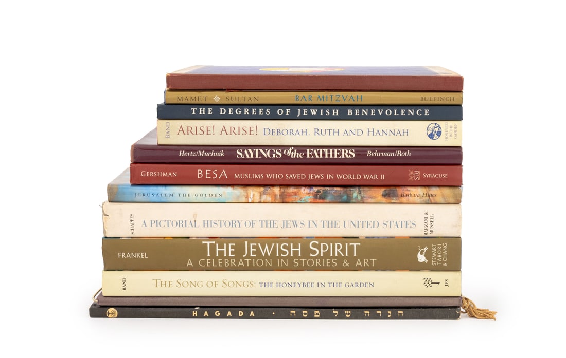 Signed, Etc. Books on Jewish Art and History, 12: Collection of 12 Books on Jewish Art and History, comprising: "Arise! Arise! Deborah, Ruth and Hannah", Band, Deborah, signed and inscribed on title page, "The Song of Songs: The Honeybee in the Garde