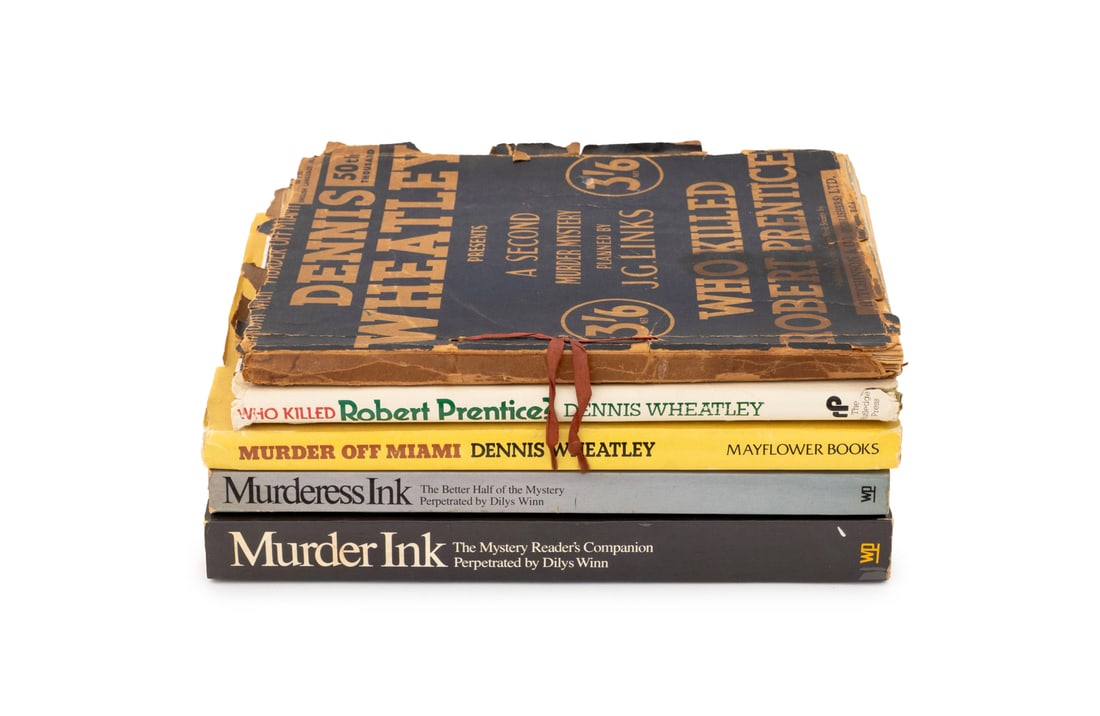 Murder Mystery Books, 5: Collection of Five Murder Mystery Books, comprising: "Murder Off Miami", Wheatley, Dennis, a murder mystery planned by J.G. Links, two copies of "Who Killed Robert Prentice", Wheatley, Dennis, a