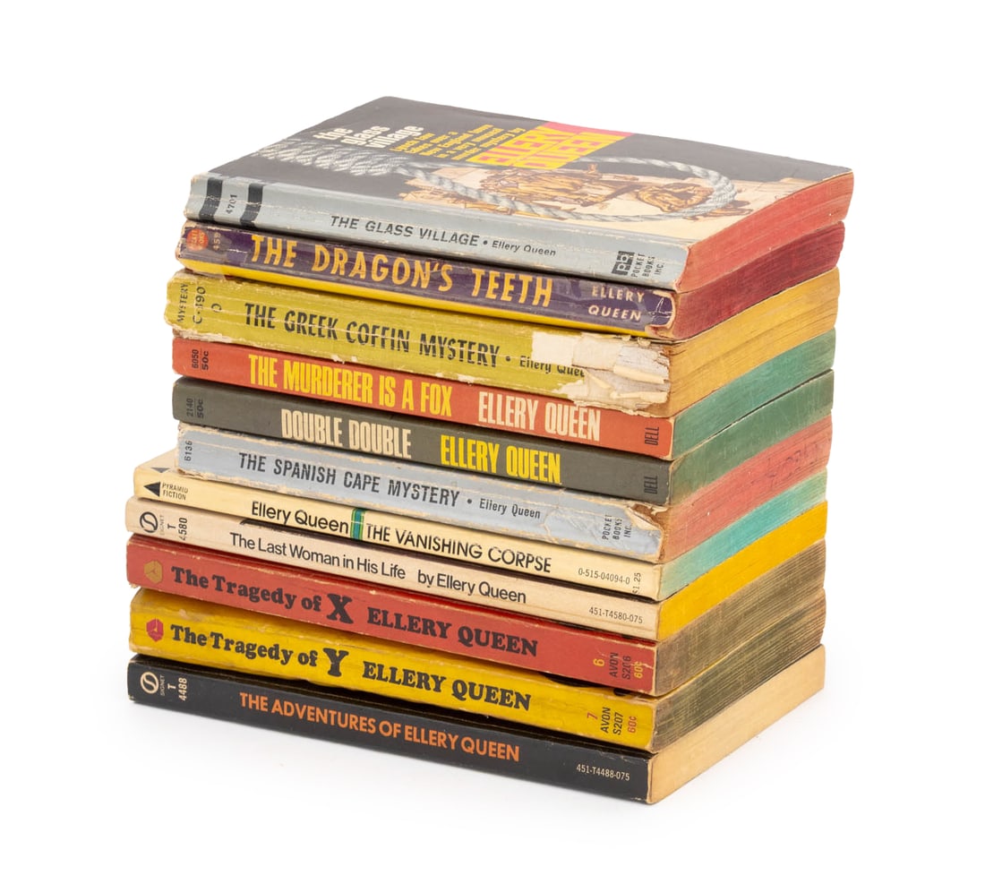 Ellery Queen Books, 11: Collection of 11 Ellery Queen Books, comprising: "The Last Woman in His Life", "The Tragedy of X", "The Tragedy of Y", "The Greek Coffin Mystery", "The Murderer is a Fox", "The Glass Village", "The