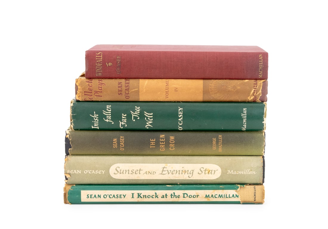 Sean O'Casey Books, 6: Collection of Six Sean O' Casey Books, comprising: "Inishfallen Fare Thee Well", "The Green Crow", "Sunset and Evening Star", "Windfalls", "Collected Plays Volume IV", "I Knock at the Door". Largest: