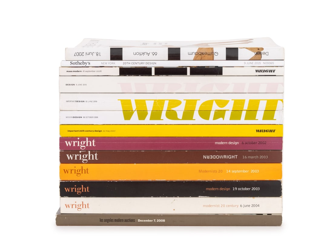 Auction House Design Catalogs, 13: Collection of 13 Auction House Design Catalogs, comprising: "Wright Design", June 9, 2016, "Wright Modern Design", Oct. 6, 2002, "Wright Important 20th Century Design", May 22, 2007, "Wright