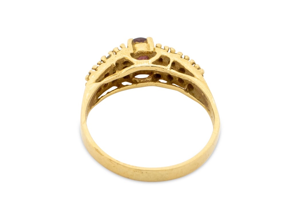 14K Yellow Gold Ruby and Diamond Cluster Ring - 5