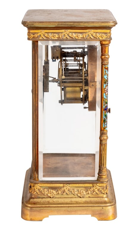French Gilt Brass and Enamel Mantel Clock - 3