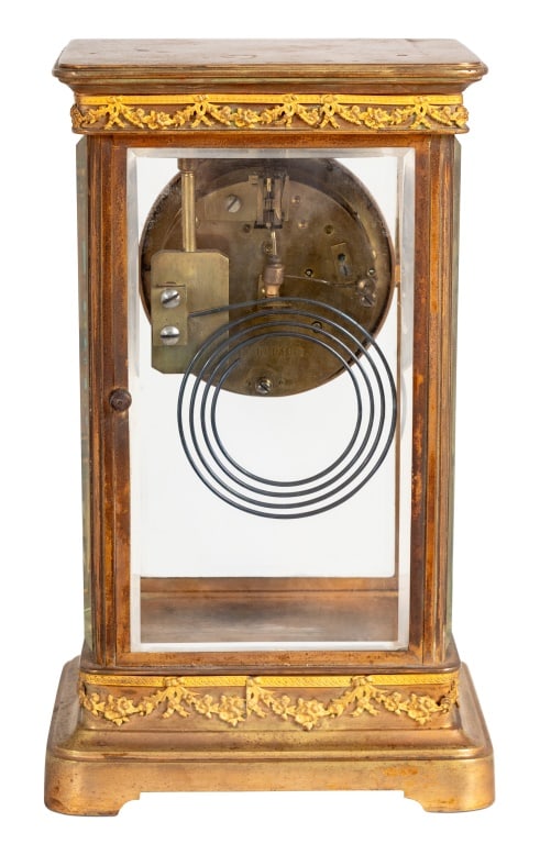 French Gilt Brass and Enamel Mantel Clock - 4